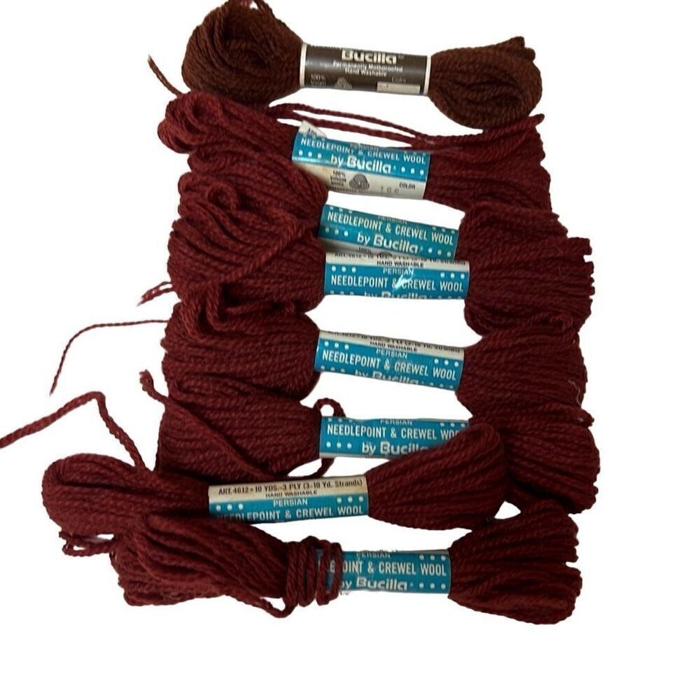 Bucilla 8 Skeins Mixed Lot Needlepoint Crewel Yarn 100% Wool
